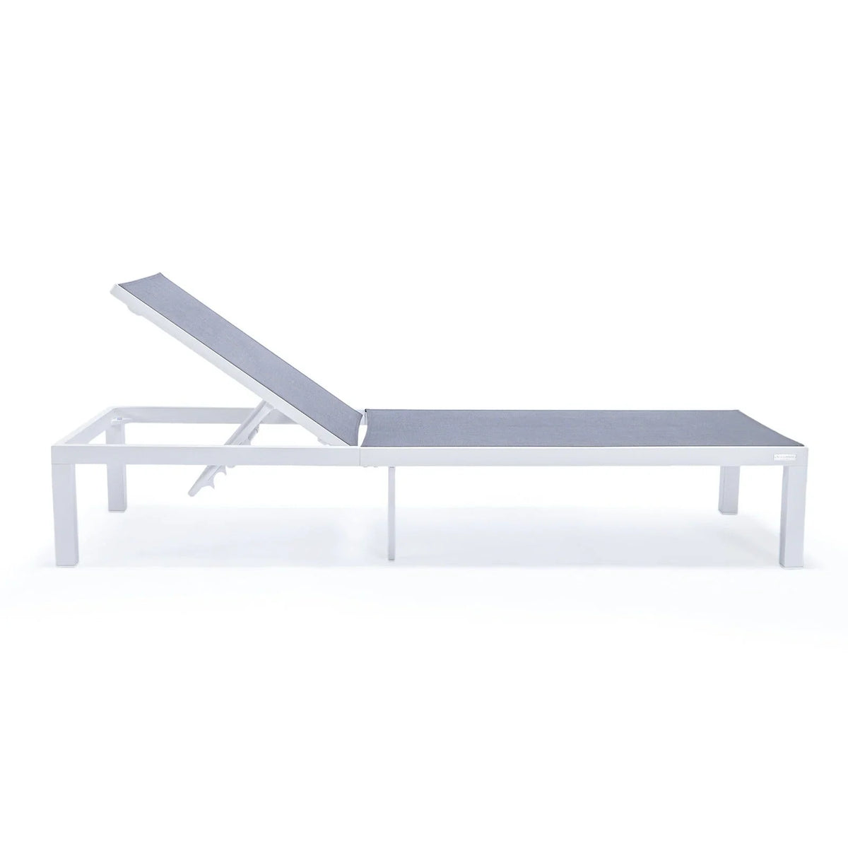 Marlin Modern White Aluminum Outdoor Chaise Lounge Chair With Square Fire Pit Side Table Set of 2 - Elax Furniture