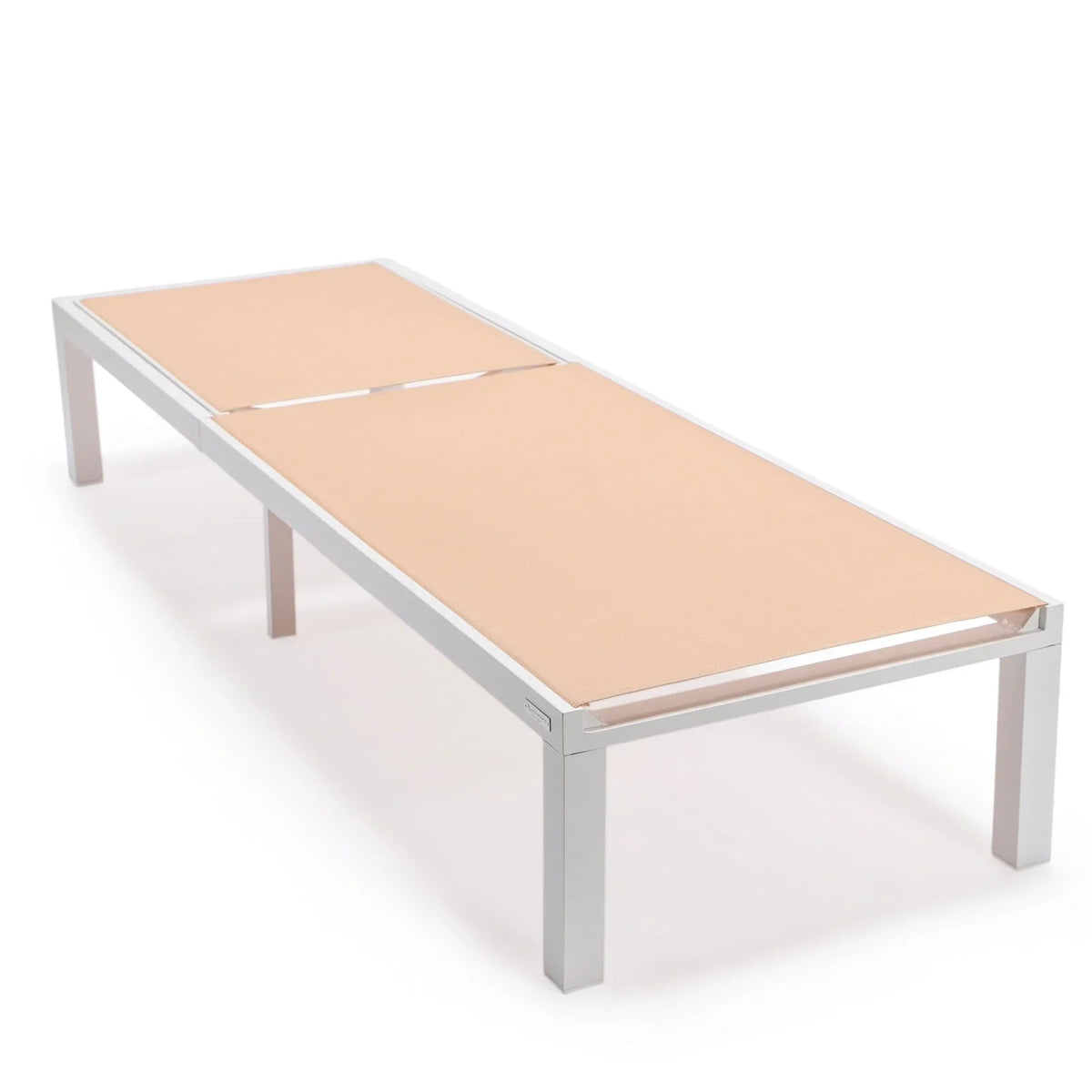 Marlin Modern White Aluminum Outdoor Chaise Lounge Chair With Square Fire Pit Side Table Set of 2 - Elax Furniture