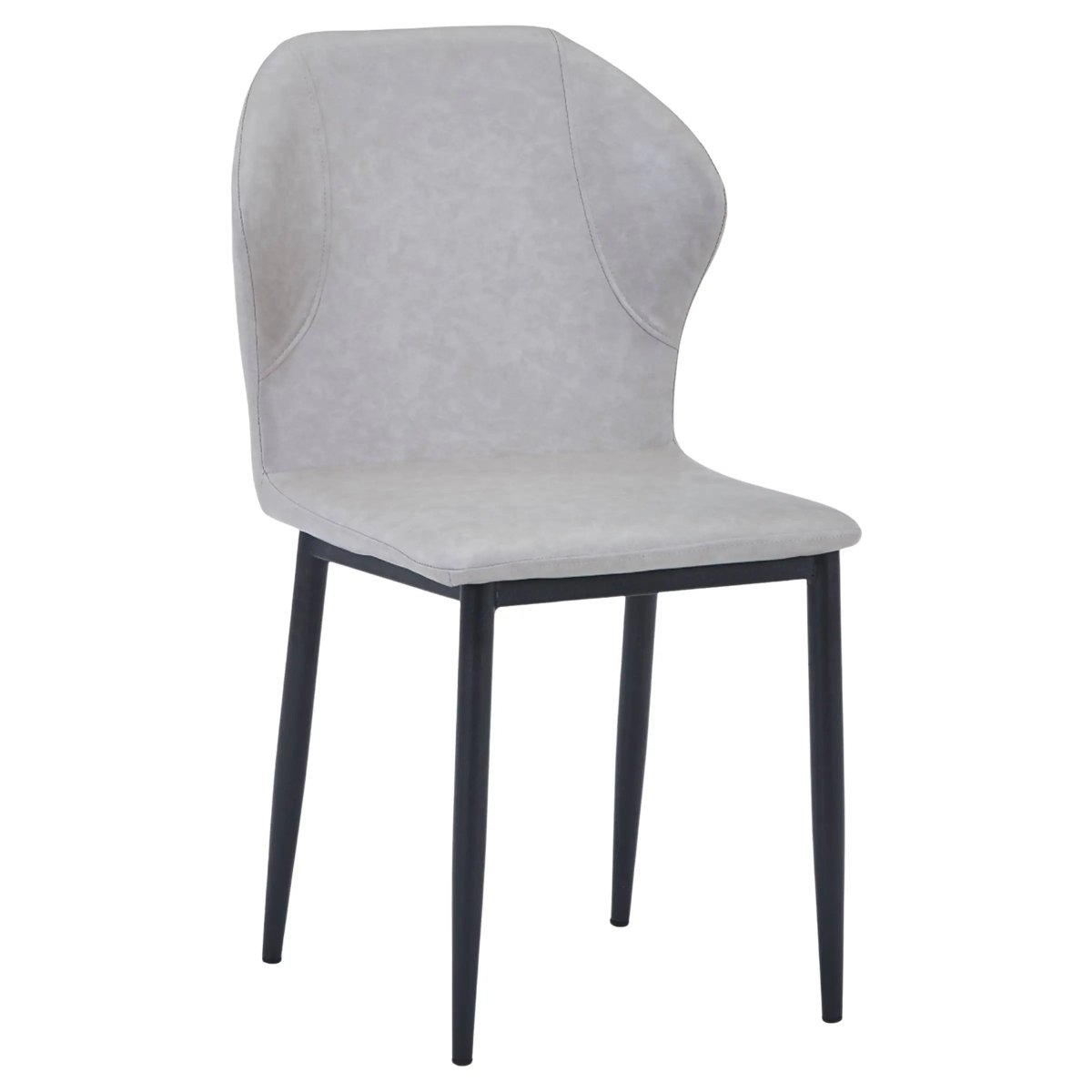 Mosaic Modern Dining Chair Upholstered Leather Vinyl Accent Chair with Curved Back Light Grey Dining Chair Leisuremod