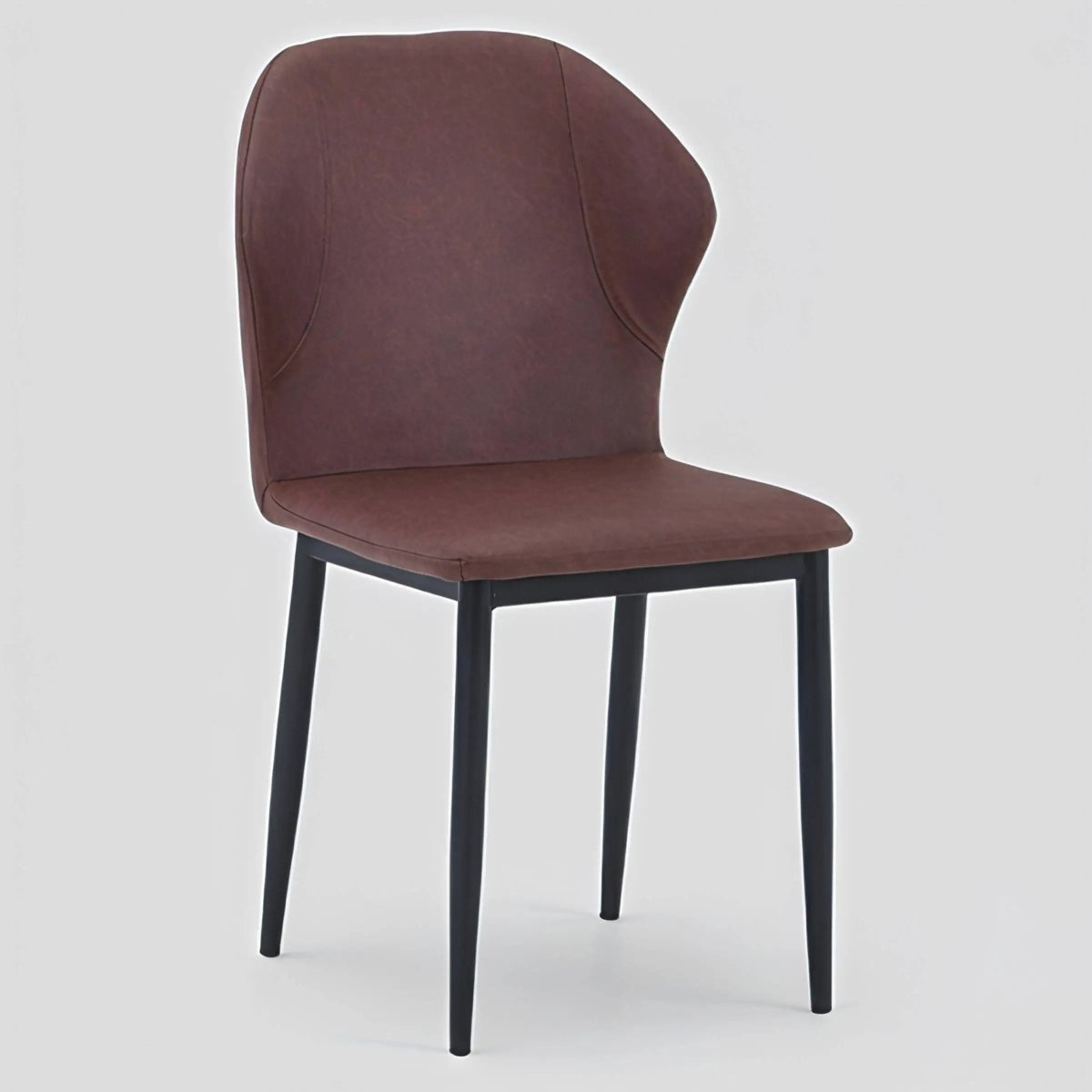 Mosaic Modern Dining Chair Upholstered Leather Vinyl Accent Chair with Curved Back Plum Purple Dining Chair Leisuremod
