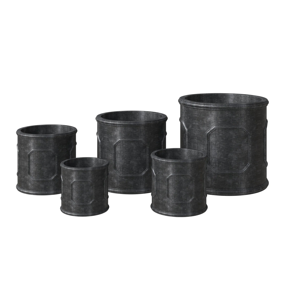 Meadow 5-Piece Fiberstone and MGO Clay Planter Set, Mid-Century Modern Round Planter Pot for Indoor and Outdoor - Elax Furniture