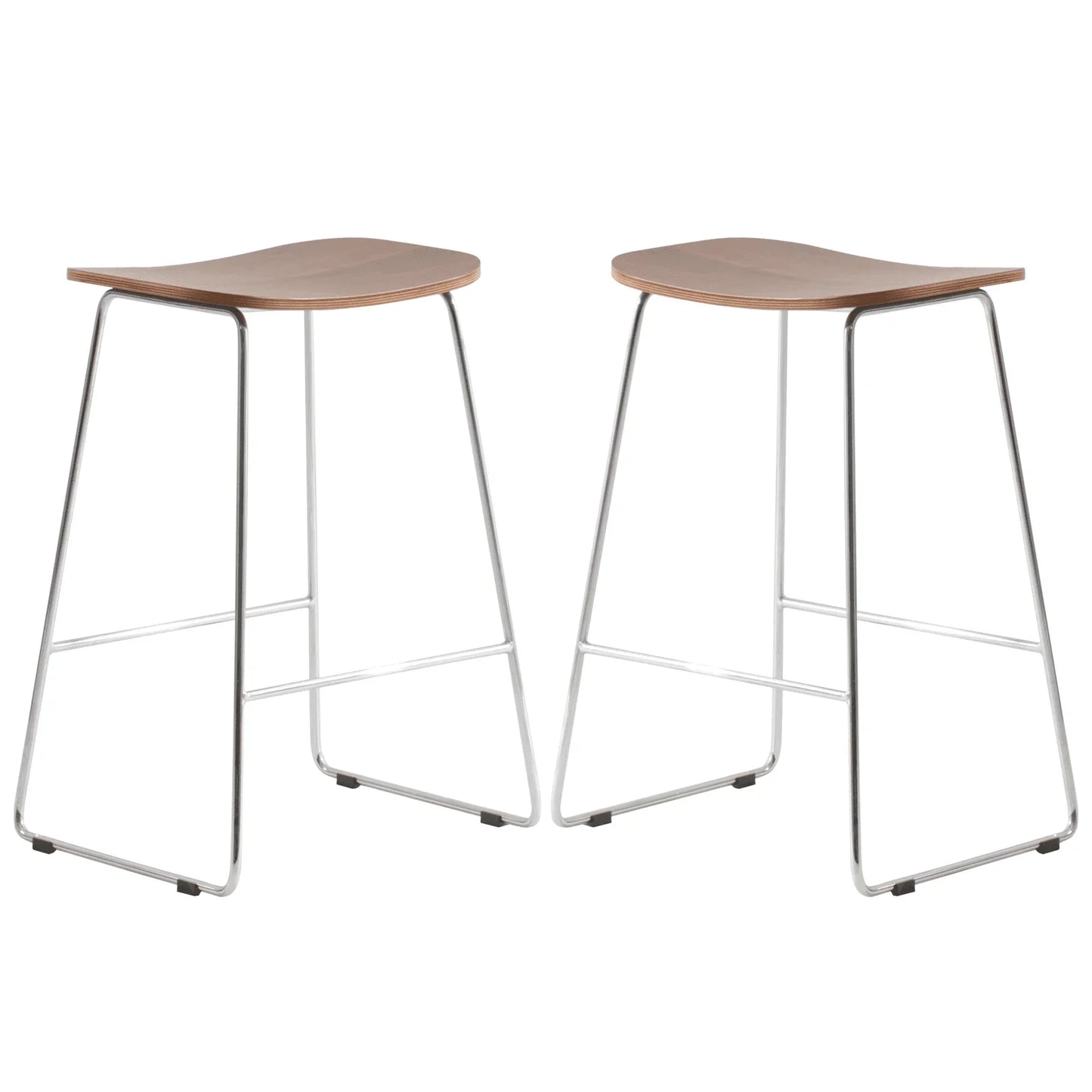 Melrose Modern Wood Counter Stool With Chrome Frame Set of 2 - Elax Furniture