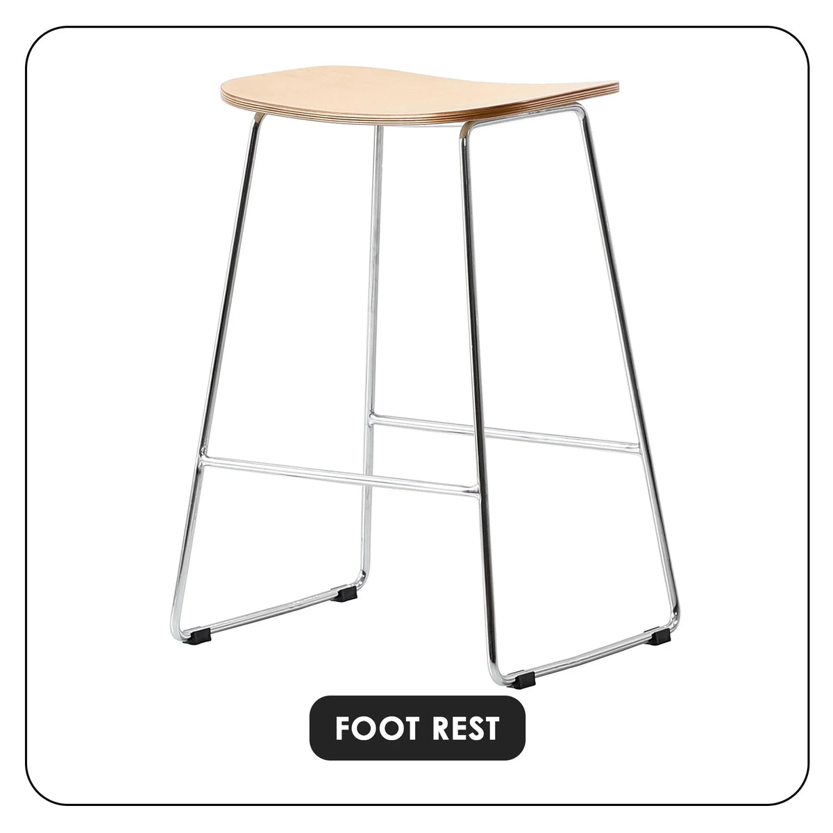Melrose Modern Wood Counter Stool With Chrome Frame - Elax Furniture