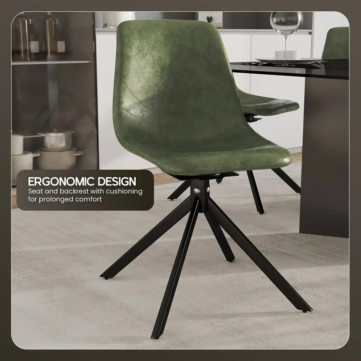 Markley Modern Leather Swival Dining Chair With Metal Legs - Elax Furniture
