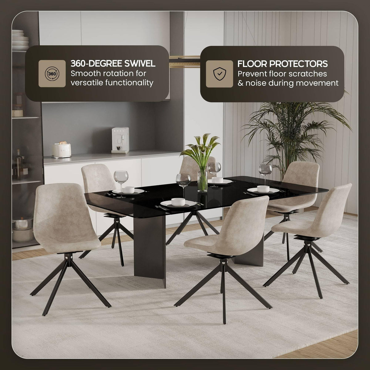 Markley Modern Leather Swival Dining Chair With Metal Legs - Elax Furniture