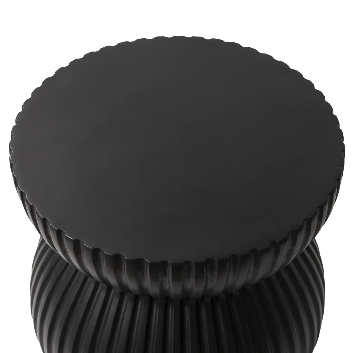 Mander Fiberstone Side Table with Ribbed Hourglass Design for Indoor and Outdoor - Elax Furniture