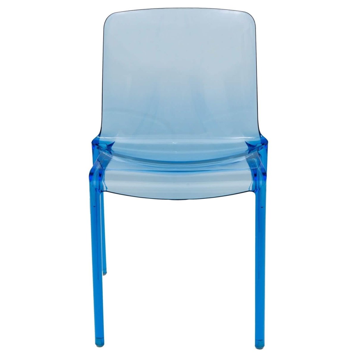 Murray Stackable Dining Side Chair in Plastic Blue Dining Chair Leisuremod