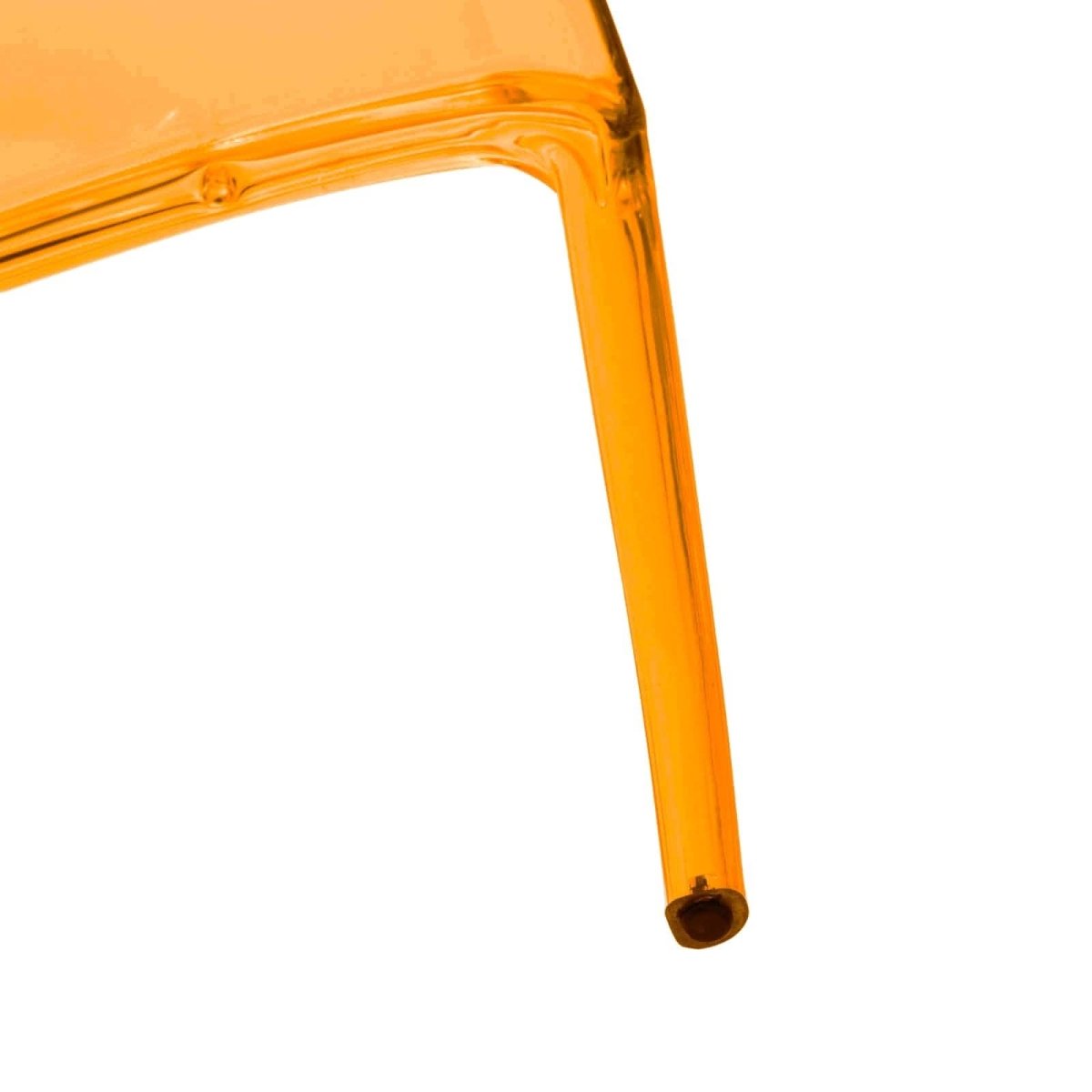 Murray Stackable Dining Side Chair in Plastic Transparent Orange Dining Chair Leisuremod