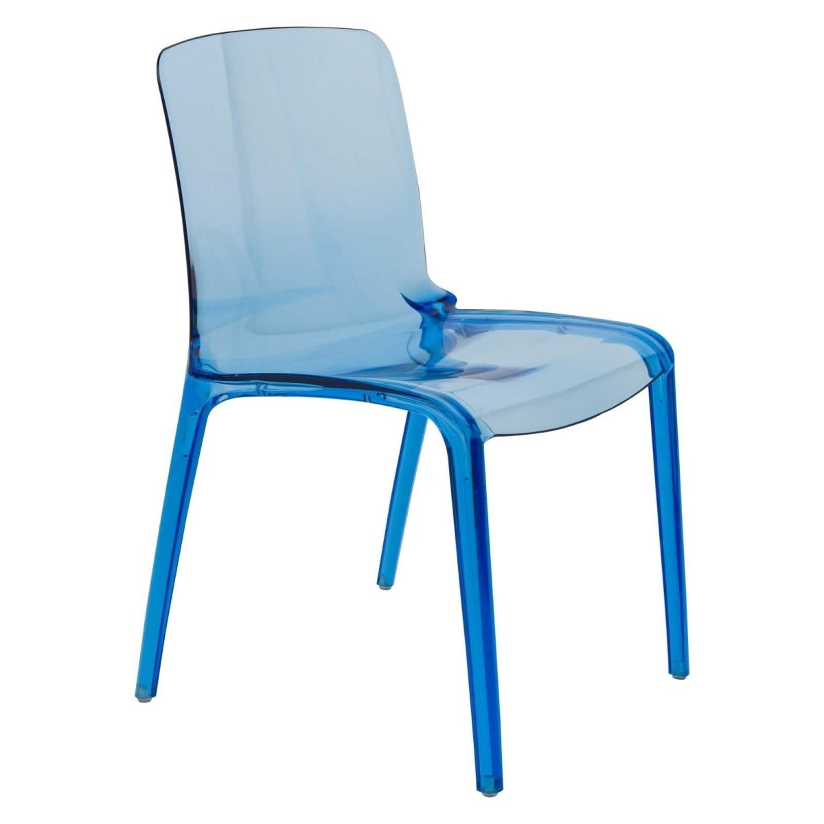 Murray Stackable Dining Side Chair in Plastic Blue Dining Chair Leisuremod