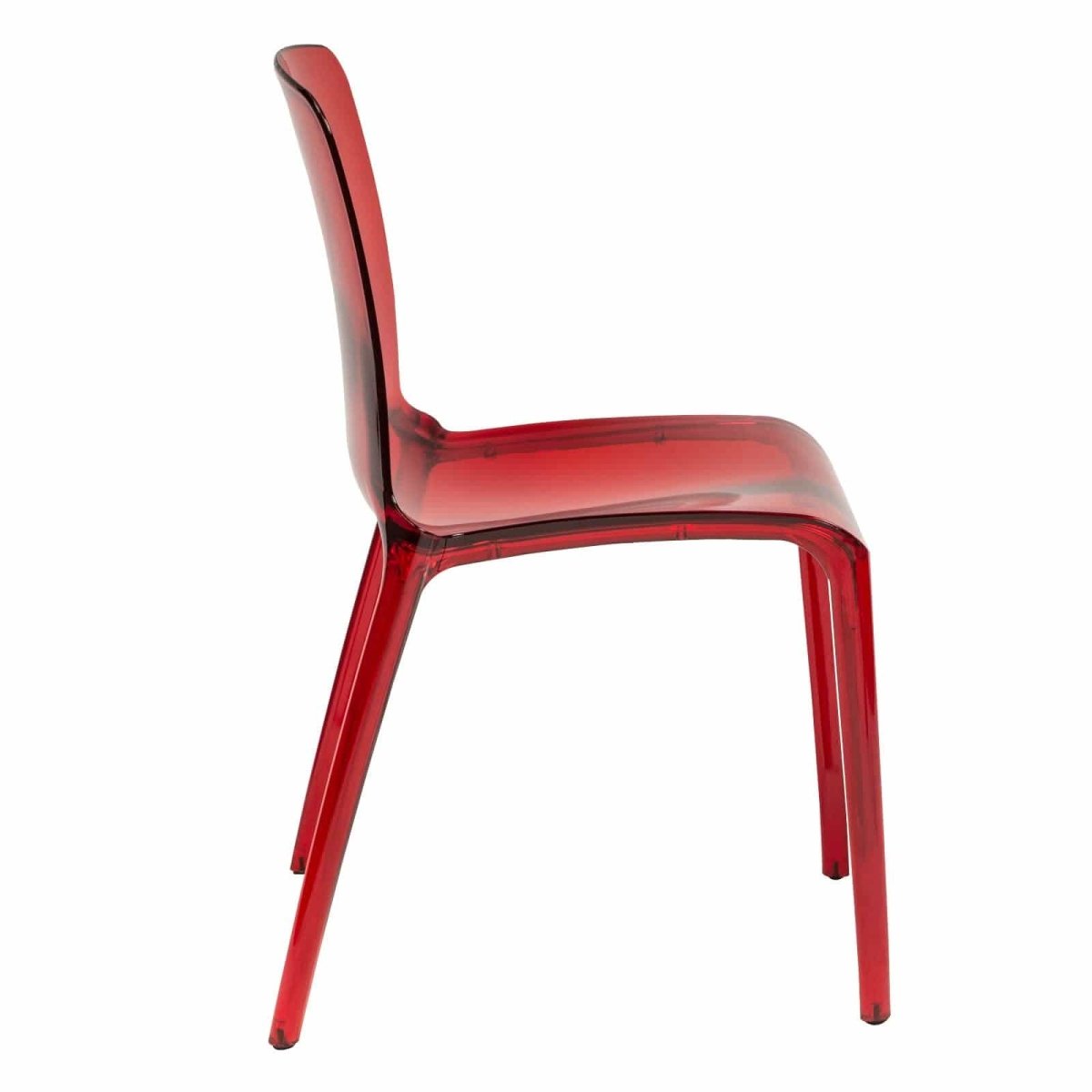 Murray Stackable Dining Side Chair in Plastic Red Dining Chair Leisuremod