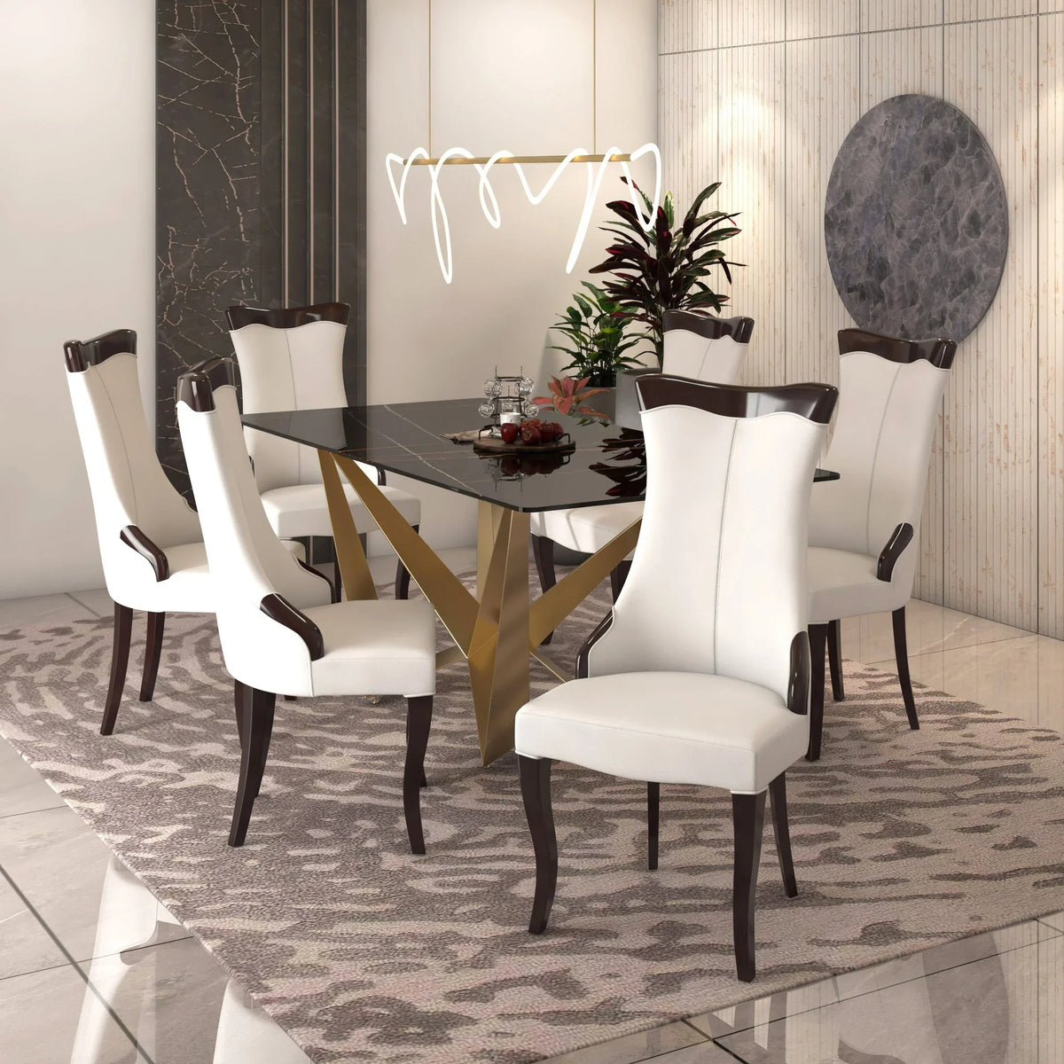 Novara Series Modern Dining Side Chair Upholstered in Leather/Velvet with Rubberwood Legs - Elax Furniture