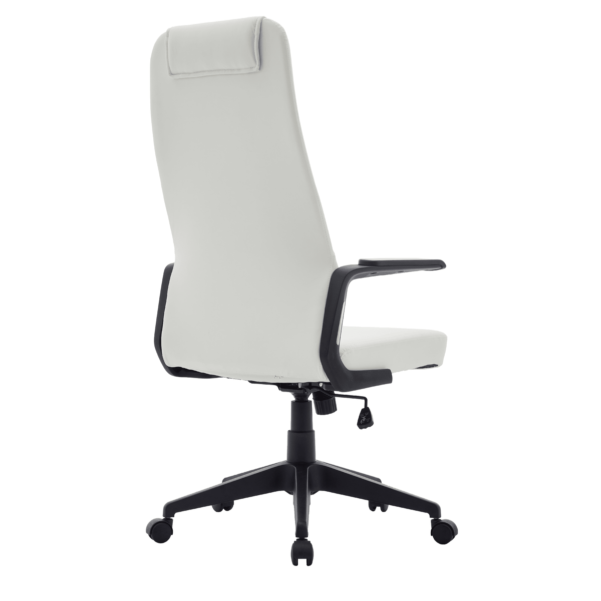 Nexa High-Back Conference Office Chair in Leather/Polyester Adjustable Height Swivel and Tilt White Leather Office Chair Leisuremod