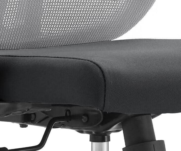 Nift Adjustable Upholstered Office Chair with Foam Filled Seat and Mesh Back and Headrest White Office Chair Leisuremod