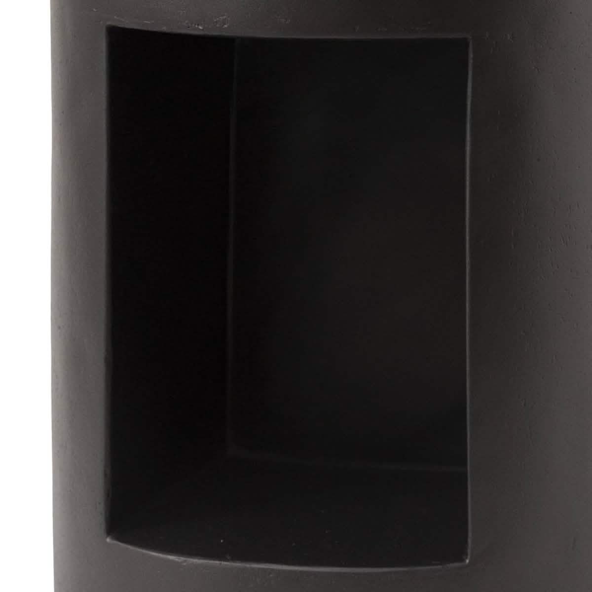 Nook 14" Wide Round Fiberstone Side Table With Open Storage Compartment Black Side Table Leisuremod