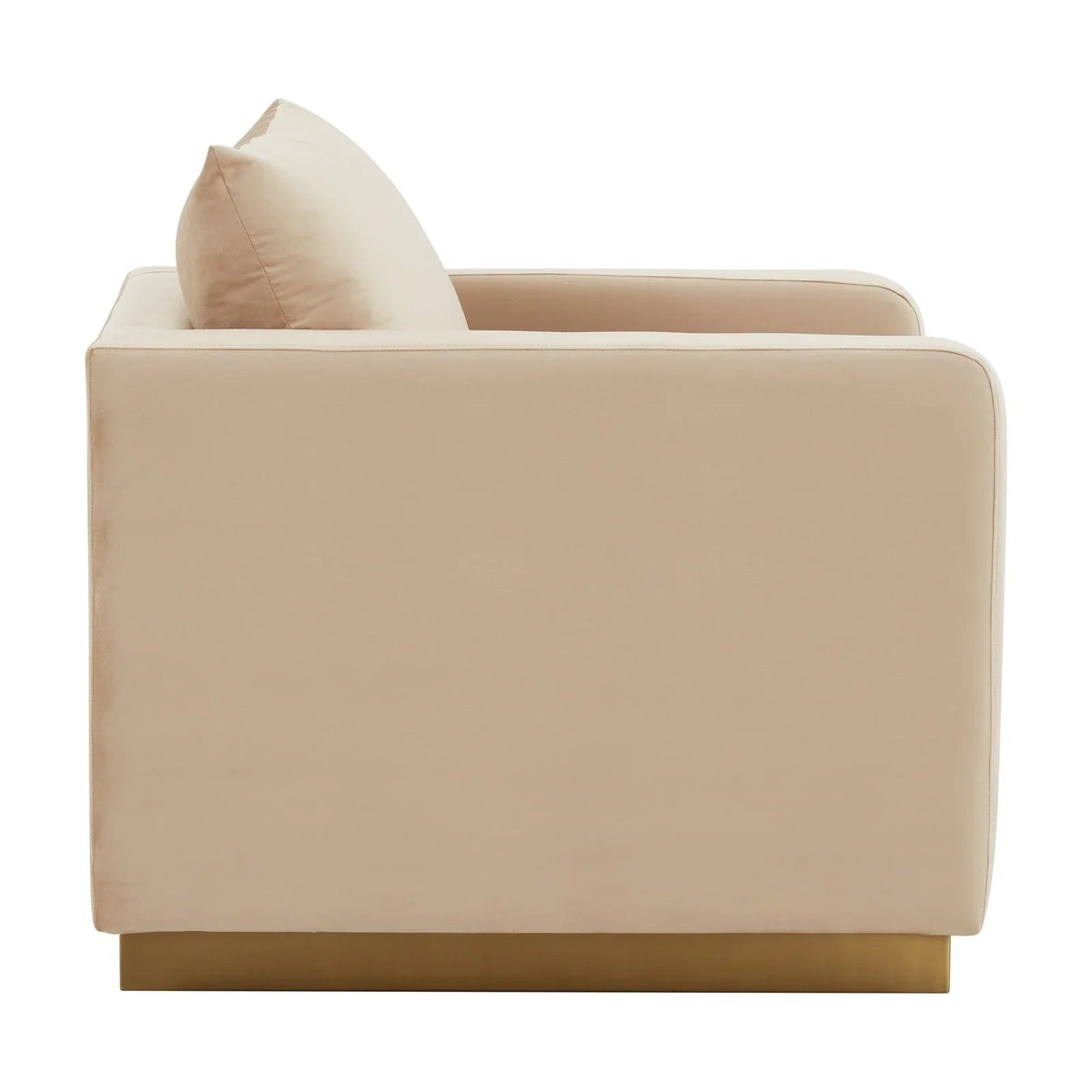 Nervo Modern Mid-Century Upholstered Velvet/Leather Accent Chair with Gold Base - Elax Furniture