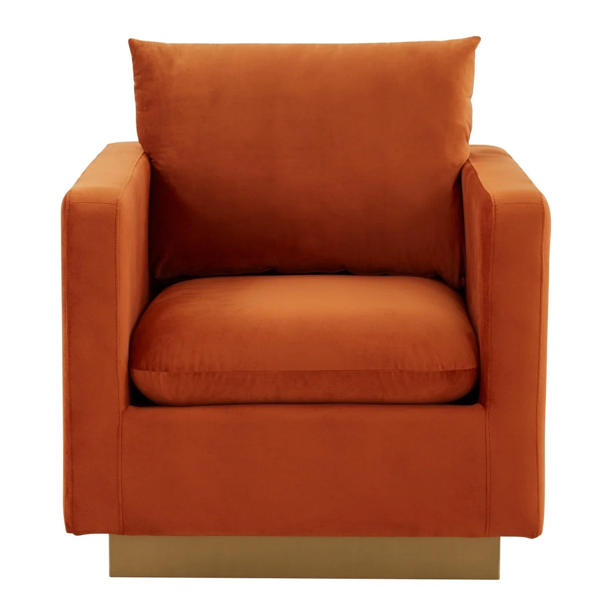 Nervo Modern Mid-Century Upholstered Velvet/Leather Accent Chair with Gold Base - Elax Furniture