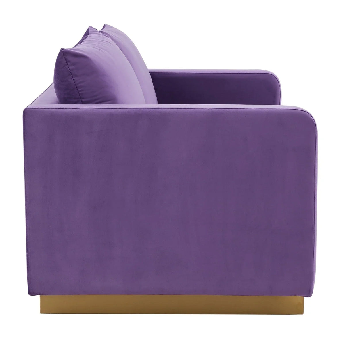 Nervo Upholstered Velvet/Leather Loveseat with Gold Stainless Steel Base - Elax Furniture