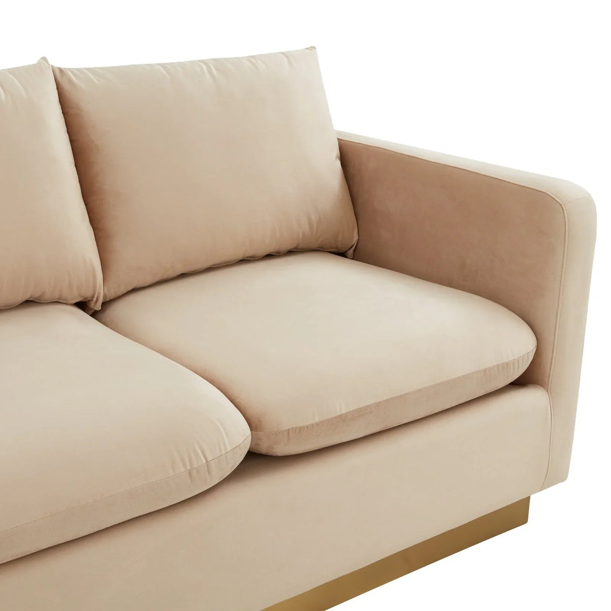 Nervo 3-Seater Velvet/Leather Full Sofa with Gold Stainless Steel Base - Elax Furniture