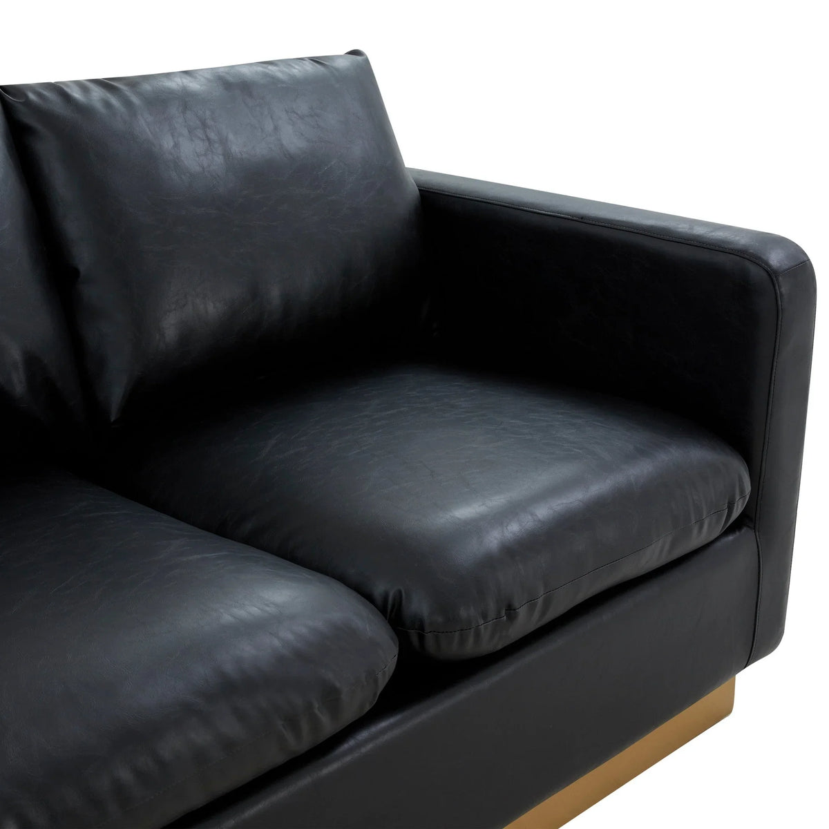 Nervo 3-Seater Velvet/Leather Full Sofa with Gold Stainless Steel Base - Elax Furniture