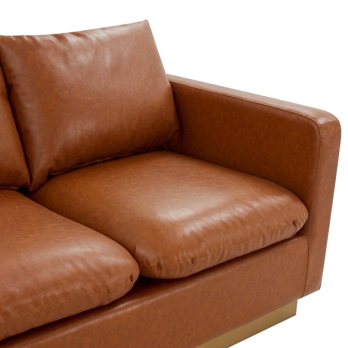 Nervo 3-Seater Velvet/Leather Full Sofa with Gold Stainless Steel Base - Elax Furniture