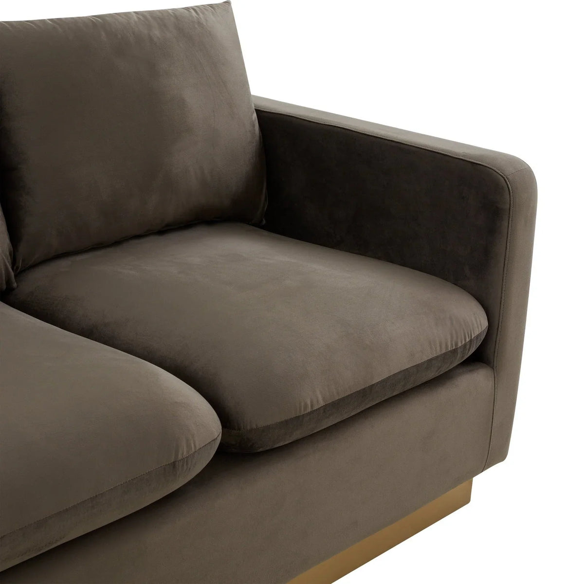 Nervo 3-Seater Velvet/Leather Full Sofa with Gold Stainless Steel Base - Elax Furniture