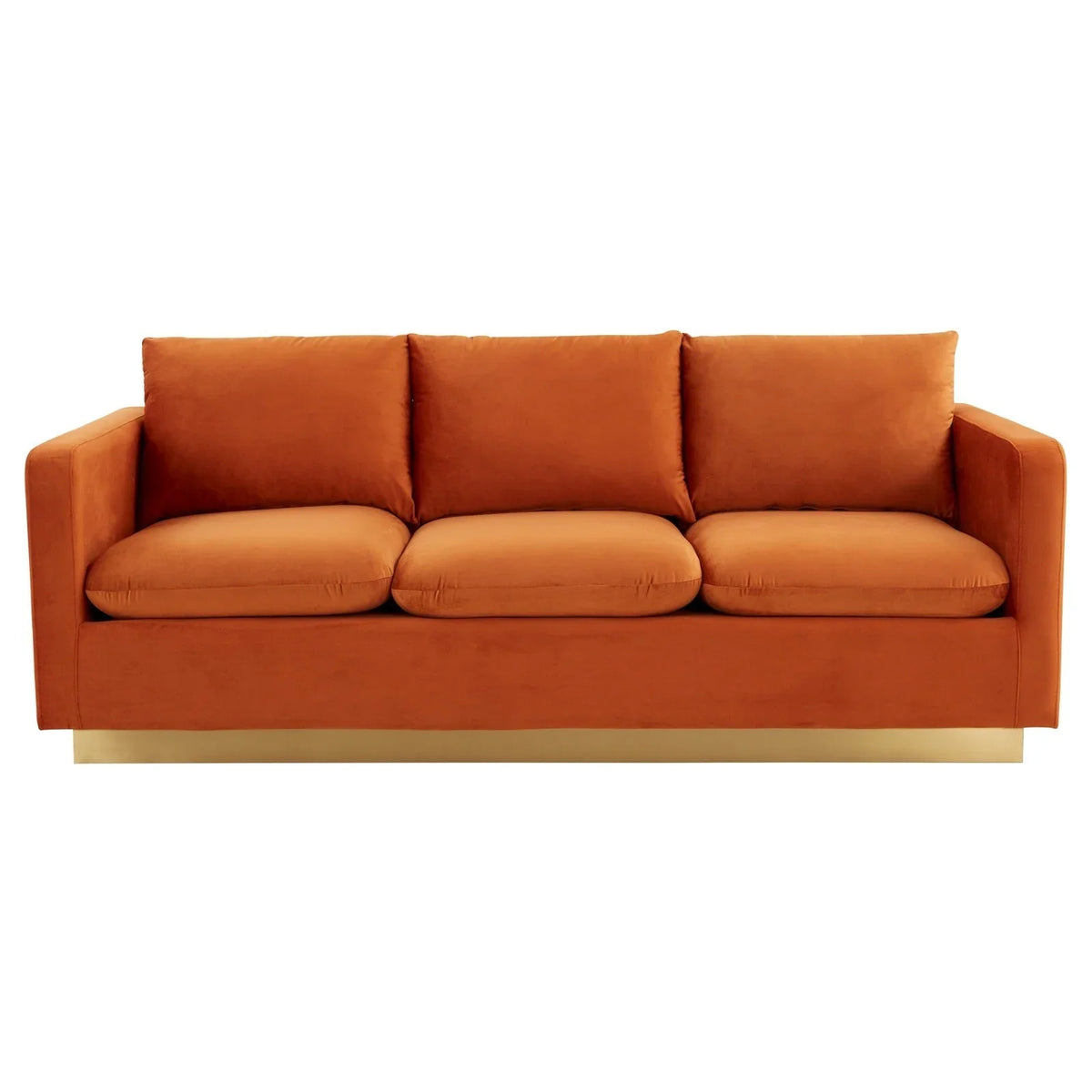 Nervo 3-Seater Velvet/Leather Full Sofa with Gold Stainless Steel Base - Elax Furniture