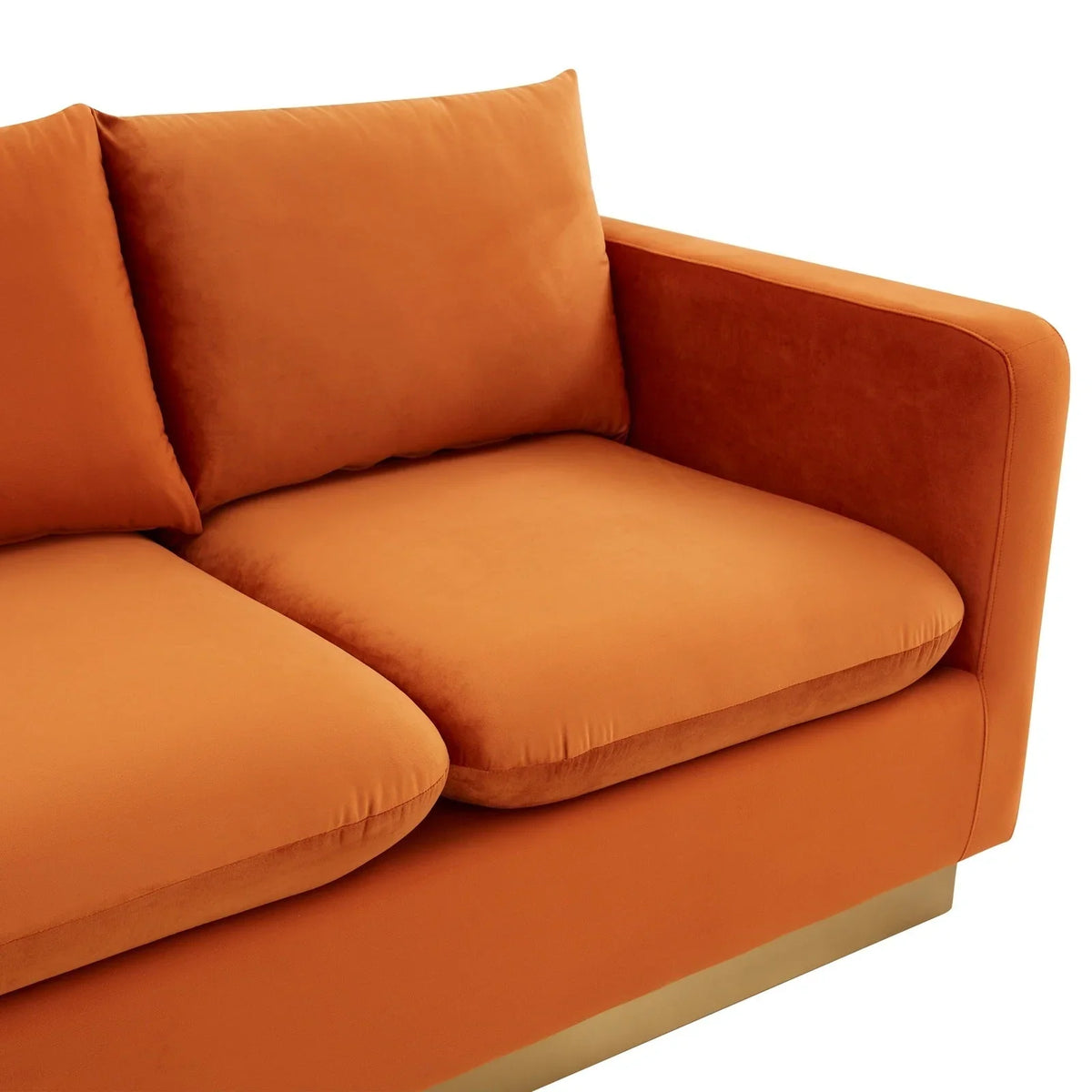 Nervo 3-Seater Velvet/Leather Full Sofa with Gold Stainless Steel Base - Elax Furniture