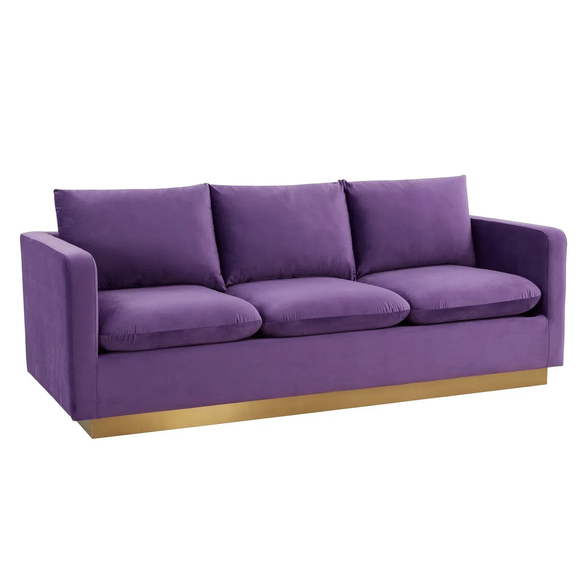 Nervo 3-Seater Velvet/Leather Full Sofa with Gold Stainless Steel Base - Elax Furniture