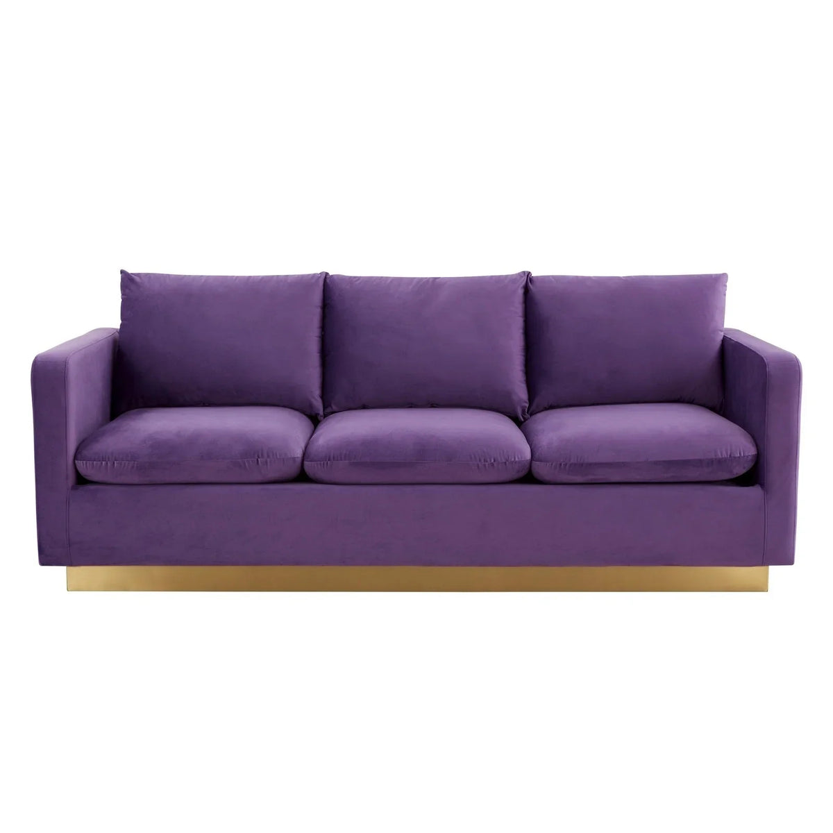 Nervo 3-Seater Velvet/Leather Full Sofa with Gold Stainless Steel Base - Elax Furniture