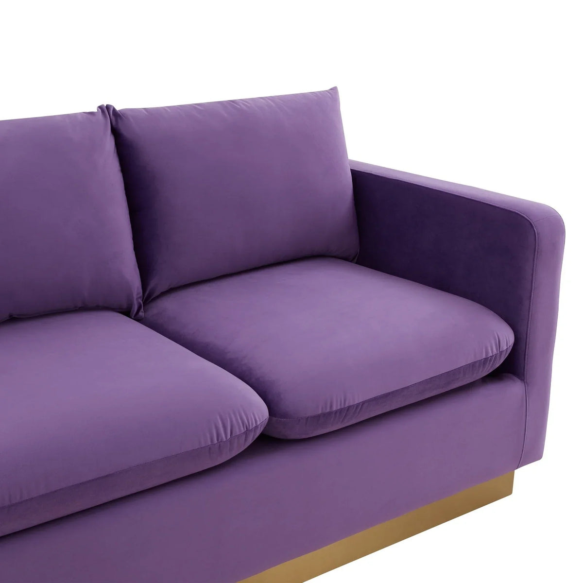 Nervo 3-Seater Velvet/Leather Full Sofa with Gold Stainless Steel Base - Elax Furniture