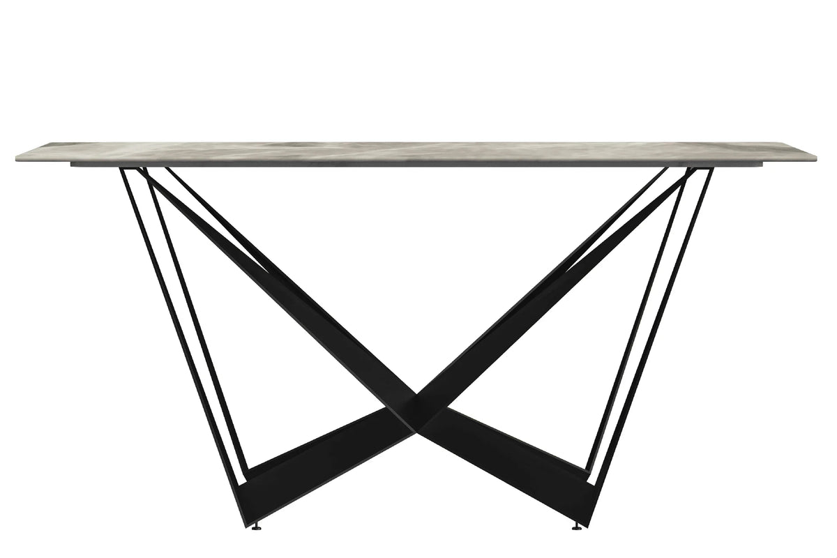 Nuvor Dining Table with Rectangular Sintered Stone/Glass Tabletop and Steel Legs - Elax Furniture
