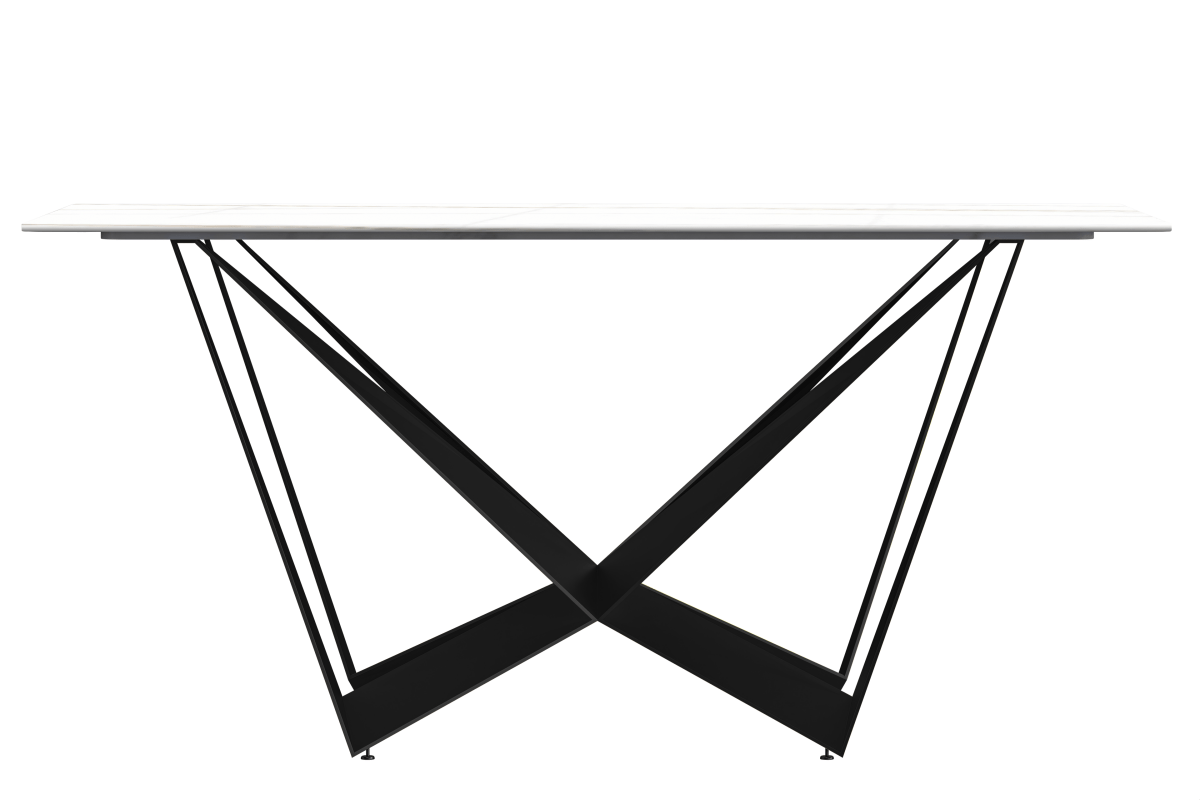 Nuvor Dining Table with Rectangular Sintered Stone/Glass Tabletop and Black Steel Legs Sintered Stone 62 Inches Wide Deep Grey Dining Table Leisuremod