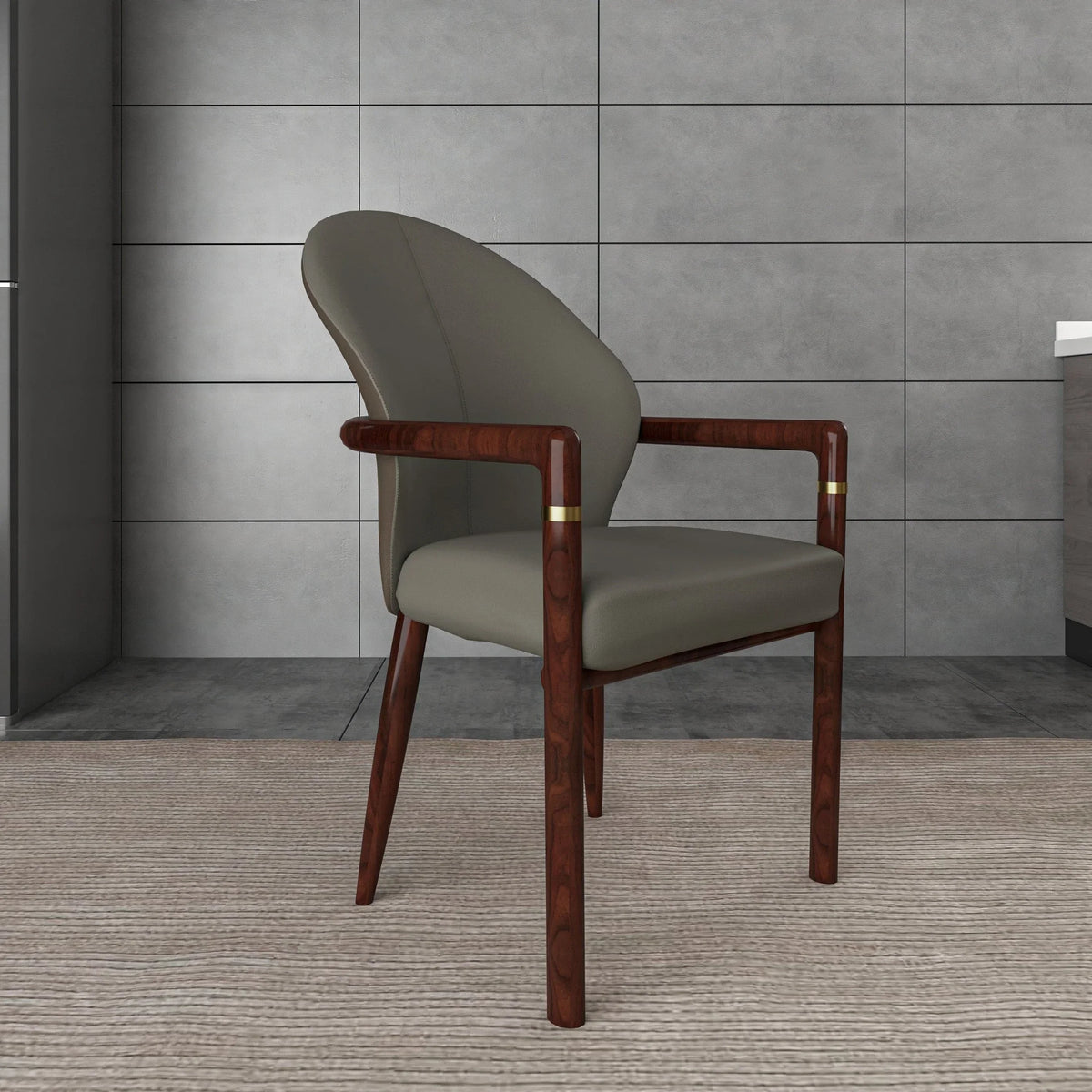 Opaline Dining Chair in Velvet or Leather Upholstery with Rubberwood Frame with Gold Accents - Elax Furniture