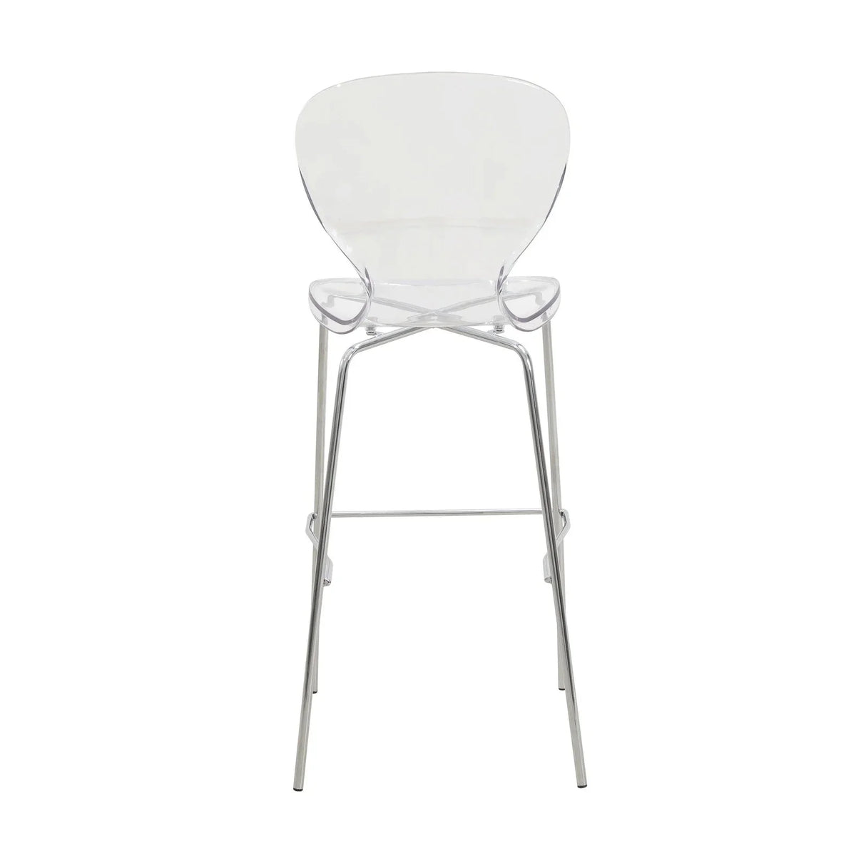 Oyster Mid-Century Modern Acrylic Barstool with Steel Frame in Chrome Finish Set of 2 - Elax Furniture