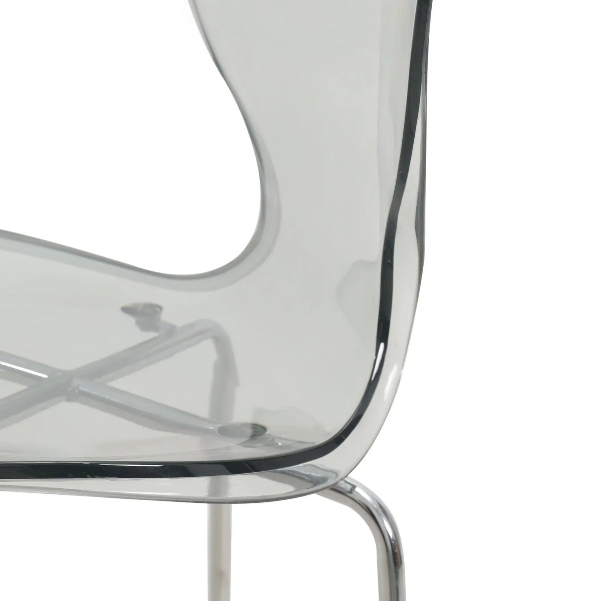 Oyster Mid-Century Modern Acrylic Barstool with Steel Frame in Chrome Finish Set of 2 - Elax Furniture
