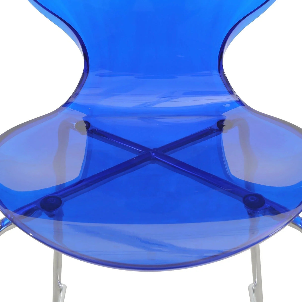 Oyster Mid-Century Modern Acrylic Barstool with Steel Frame in Chrome Finish Set of 2 - Elax Furniture