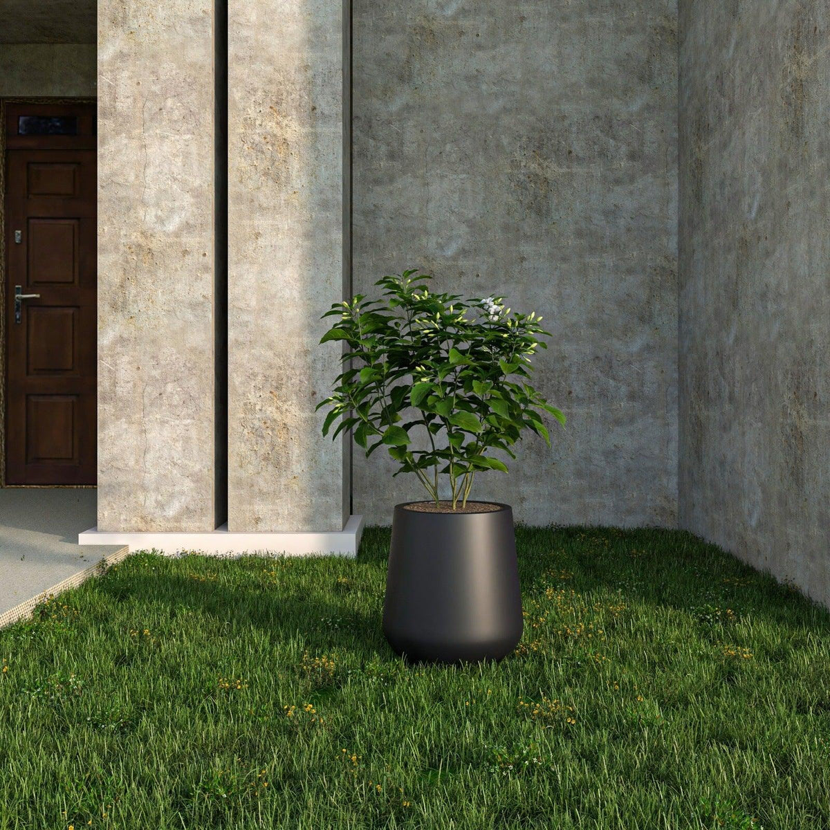 Orchid Modern Tapered Round Planter Pot in Fiberstone and Clay Weather Resistant Design - Elax Furniture