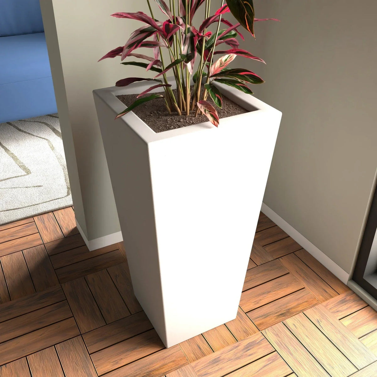 Orna Fiberstone and MgO Clay Weather-Resistant Tapered Square Planter for Home and Garden - Elax Furniture