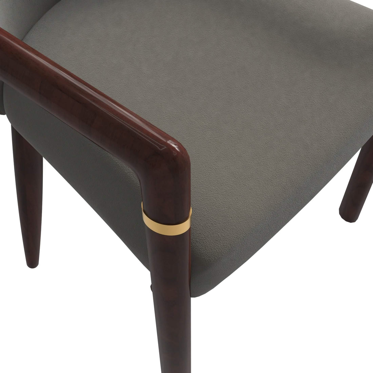 Opaline Dining Chair in Velvet or Leather Upholstery with Rubberwood Frame with Gold Accents Khaki Leather Dining Chair Leisuremod
