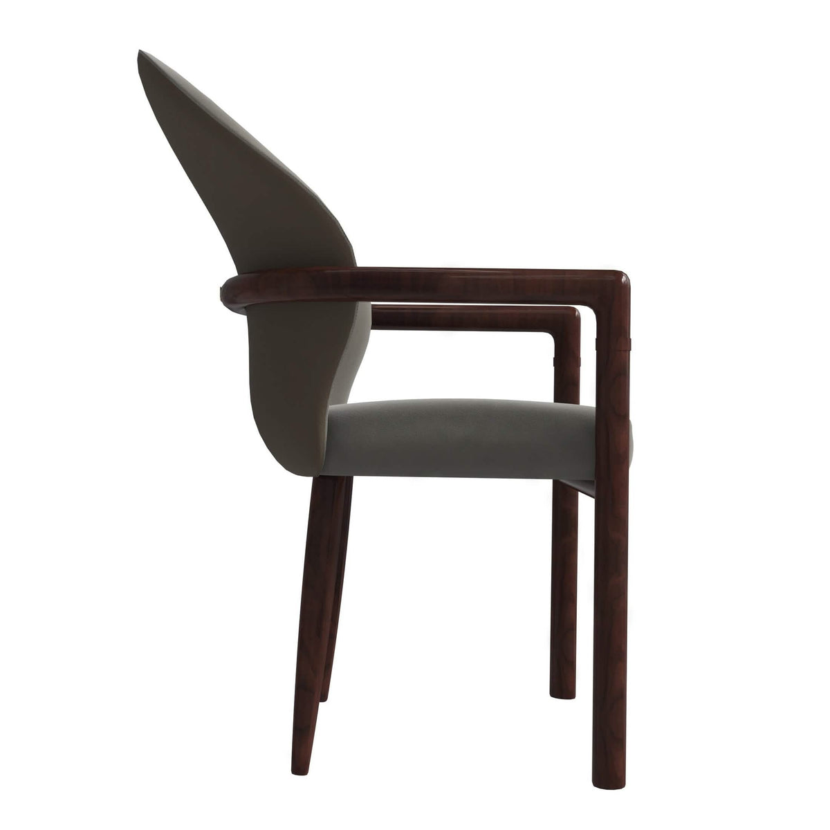 Opaline Dining Chair in Velvet or Leather Upholstery with Rubberwood Frame with Gold Accents Khaki Leather Dining Chair Leisuremod