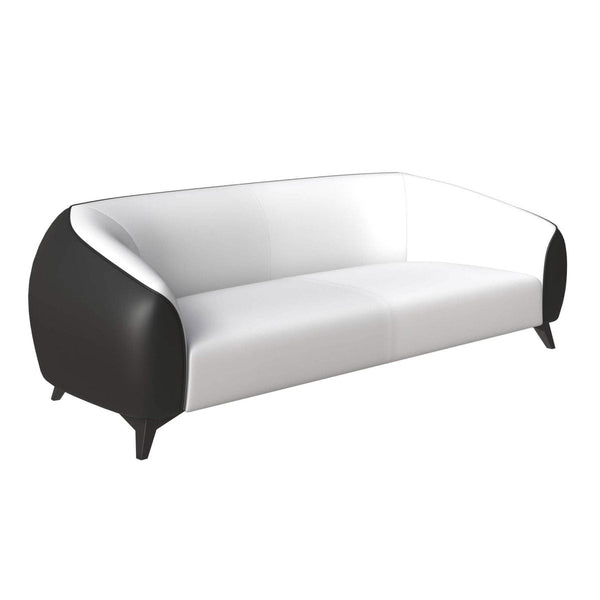 Opula 3-Seater Leather Sofa with Stainless Steel Legs Black White Sofa Leisuremod