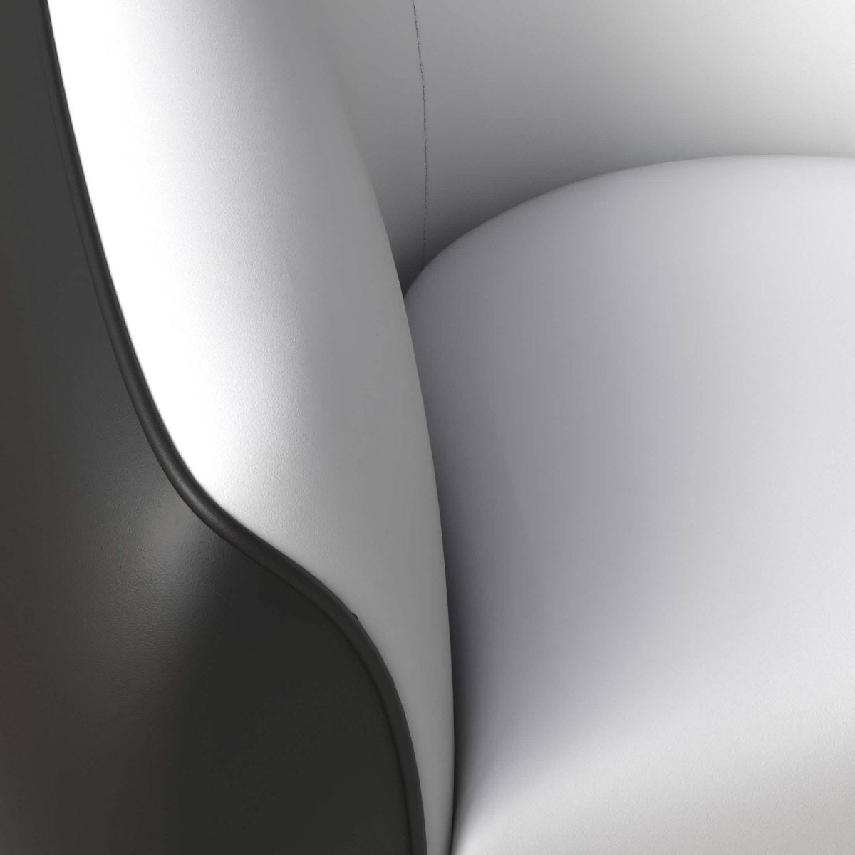 Opula Single-Seater Leather Sofa Accent Armchair with Stainless Steel Legs Black White Sofa Leisuremod
