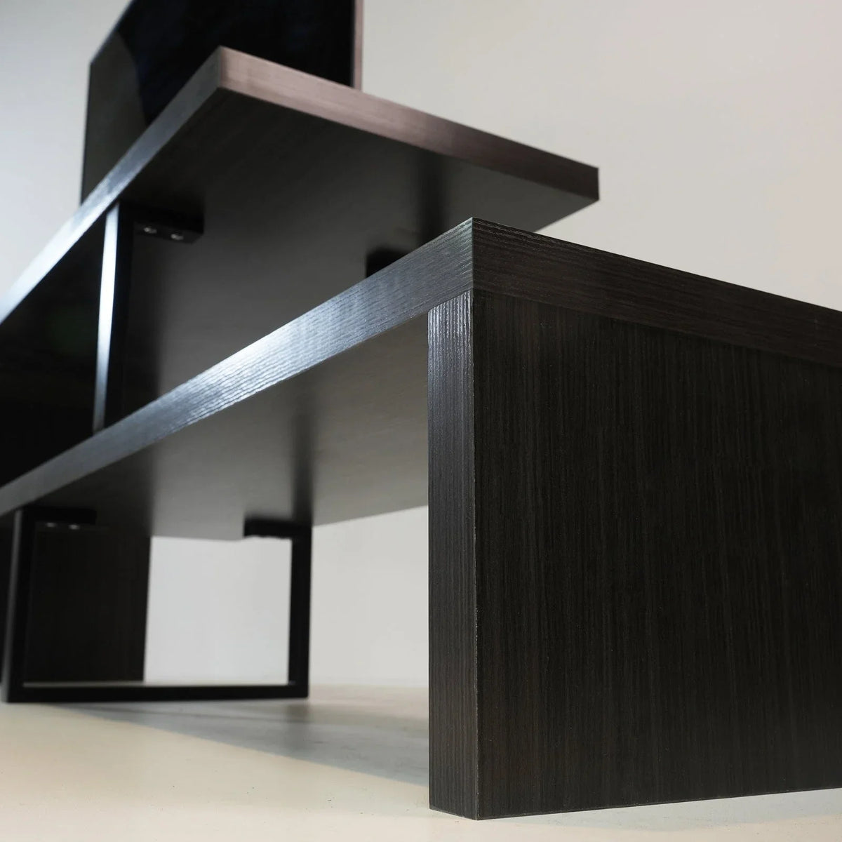 Orford Mid-Century Modern TV Stand with MDF Shelves and Powder Coated Iron Legs for Living Room - Elax Furniture