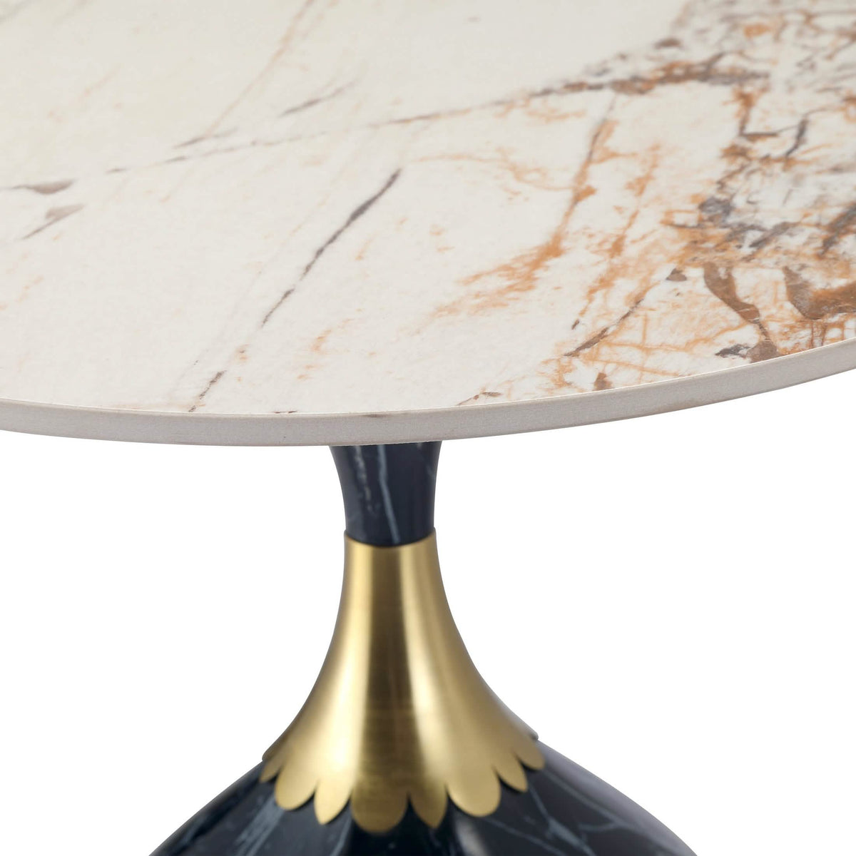 Oslo Side Table Round Sintered Stone with Stainless Steel Base Stone Black Side Table LeisureMod