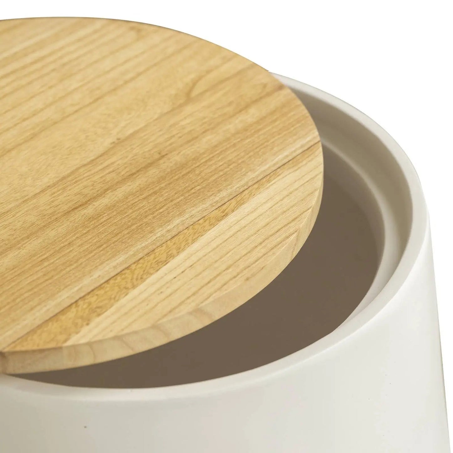 Orunel Modern Round Fiberstone Side Table with Hidden Storage – Indoor Outdoor Accent Table