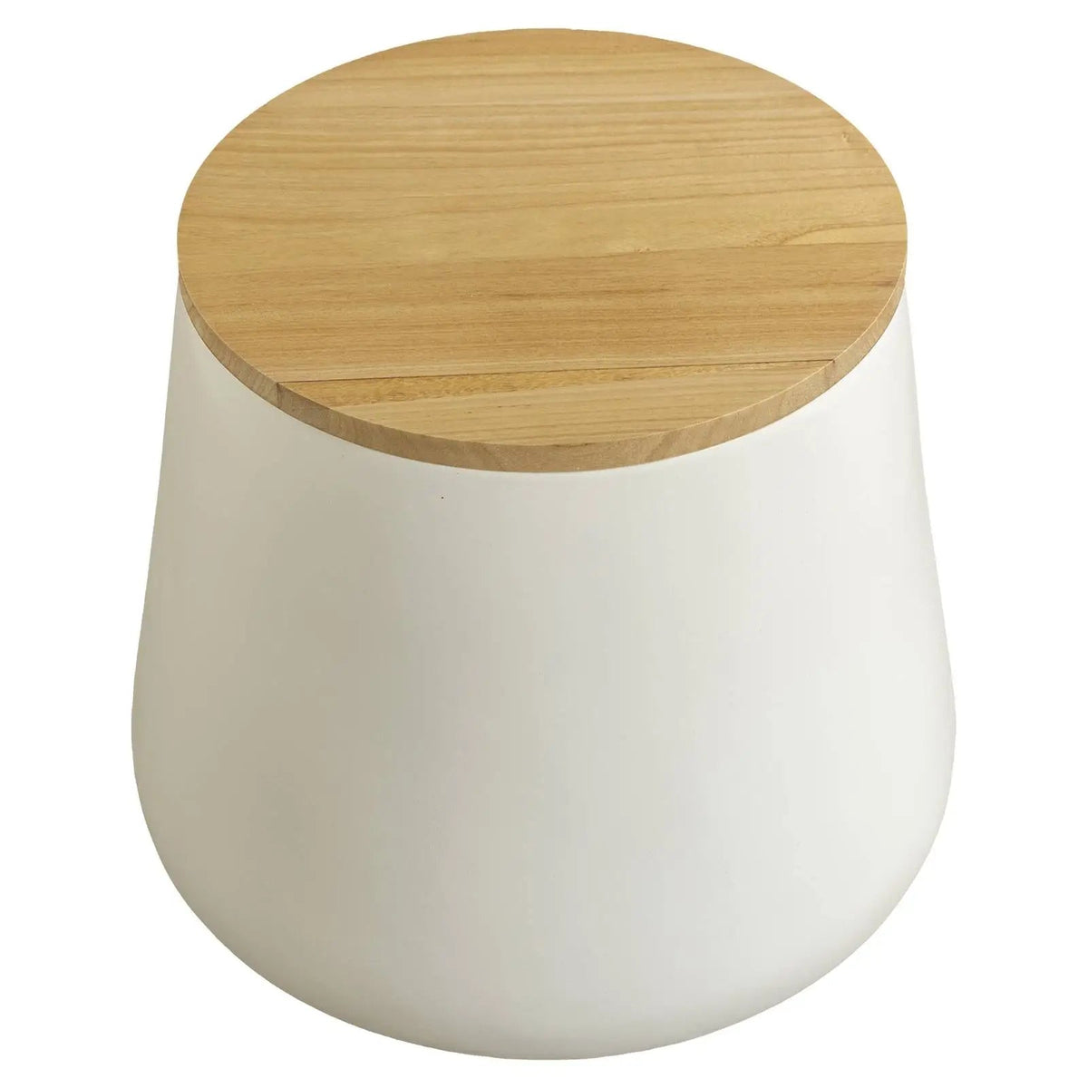 Orunel Modern Round Fiberstone Side Table with Hidden Storage β Indoor Outdoor Accent Table