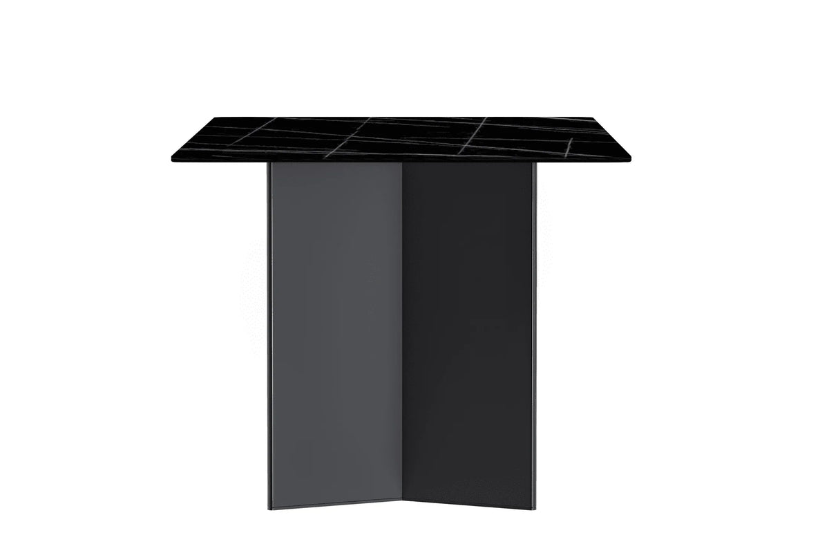 Olyra Dining Table with a Rectangular Glass/Sintered Stone Tabletop and Stainless Steel Base - Elax Furniture