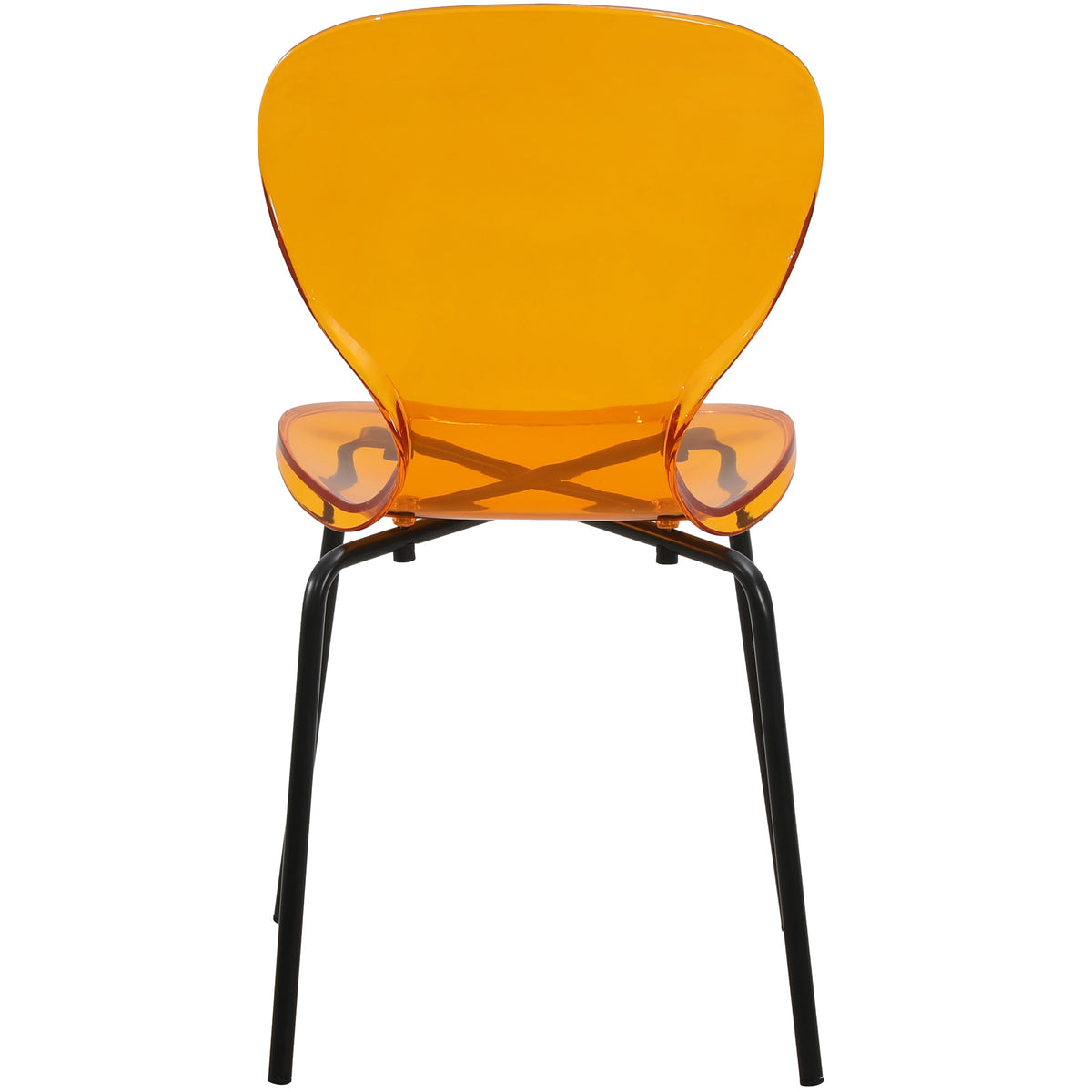 Oyster Modern Stackable Dining Side Chair with Chrome/White/Black Stainless Steel Legs Black Transparent Orange Dining Chair Leisuremod