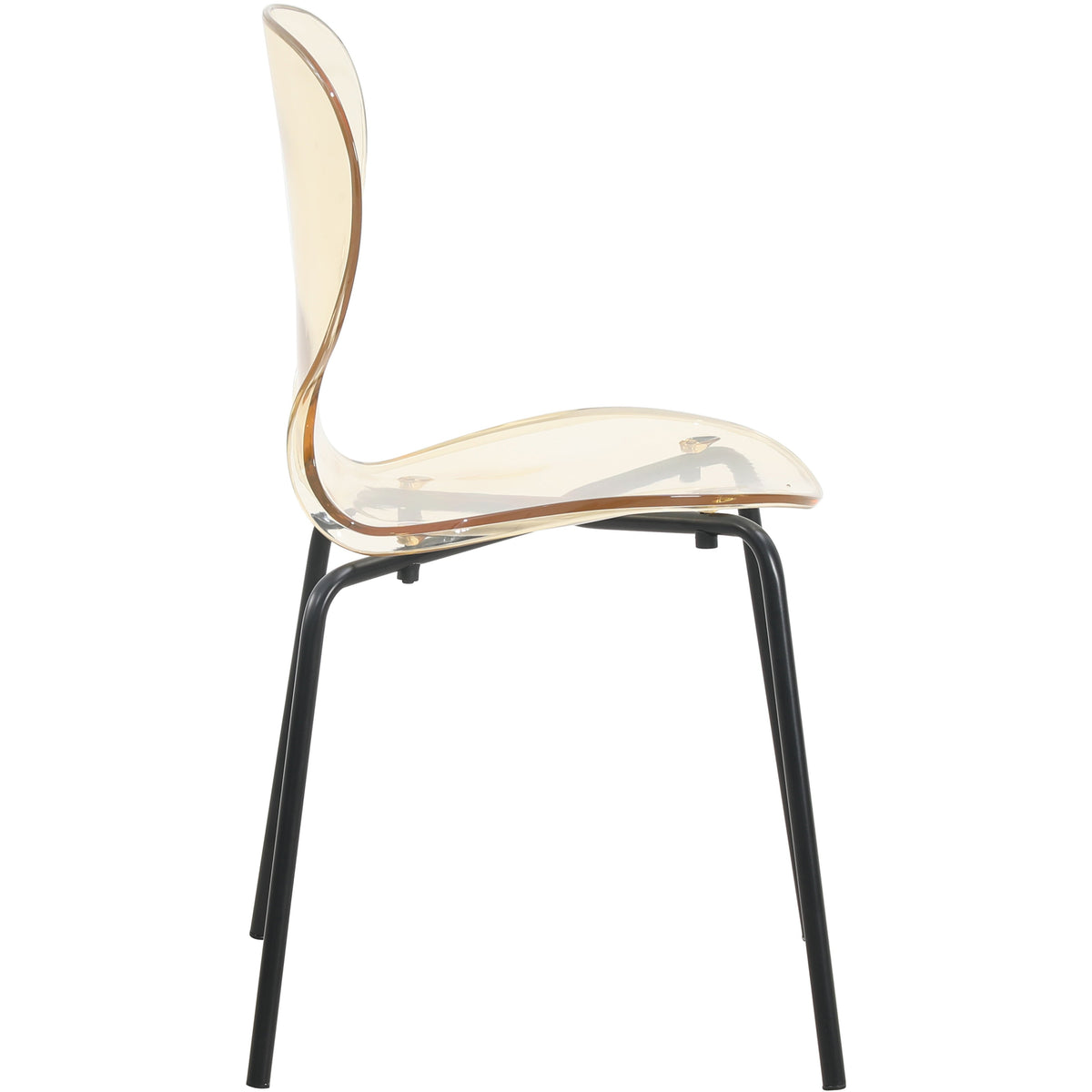 Oyster Modern Stackable Dining Side Chair with Chrome/White/Black Stainless Steel Legs Black Transparent Amber Dining Chair Leisuremod