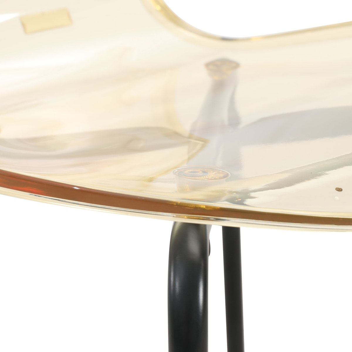 Oyster Modern Stackable Dining Side Chair with Chrome/White/Black Stainless Steel Legs Black Transparent Amber Dining Chair Leisuremod